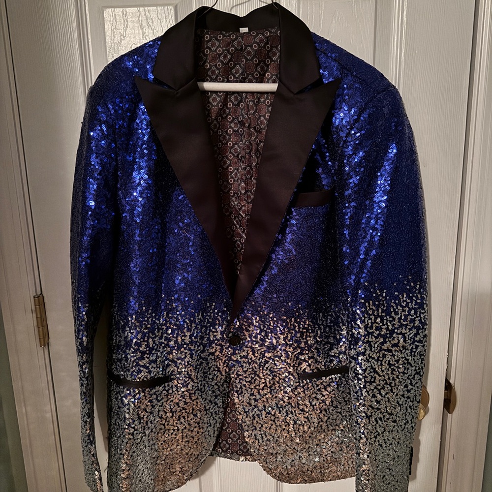 Blue and Silver Sequin Blazer